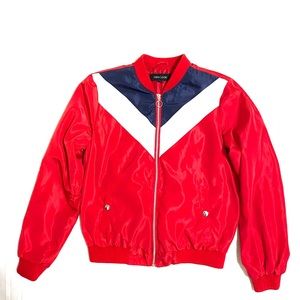 Red, White, and Blue retro windbreaker jacket